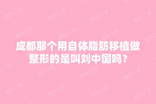 成都那个用自体脂肪移植做整形的是叫刘中国吗？