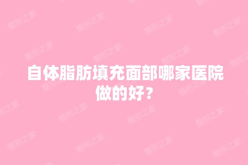 自体脂肪填充面部哪家医院做的好？