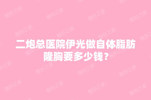 二炮总医院伊光做自体脂肪隆胸要多少钱？