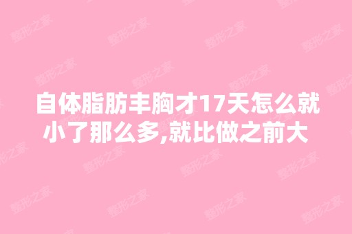 自体脂肪丰胸才17天怎么就小了那么多,就比做之前大一点点,一天比...