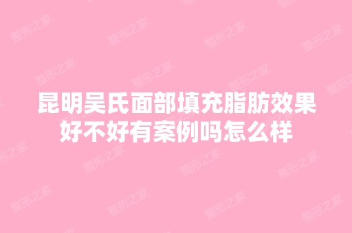 昆明吴氏面部填充脂肪效果好不好有案例吗怎么样