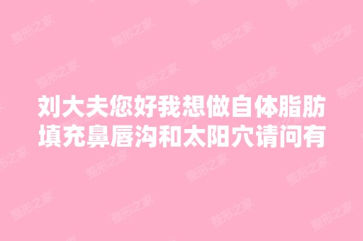 刘大夫您好我想做自体脂肪填充鼻唇沟和太阳穴请问有什么危险吗