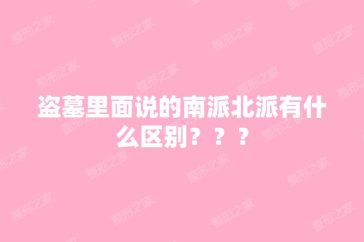 盗墓里面说的南派北派有什么区别？？？