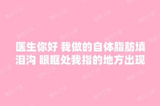 医生你好 我做的自体脂肪填泪沟 眼眶处我指的地方出现一个小鼓包 今...