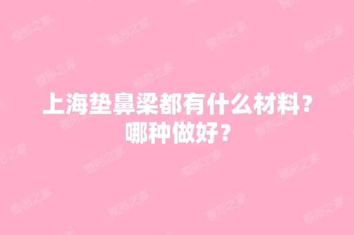 上海垫鼻梁都有什么材料？哪种做好？