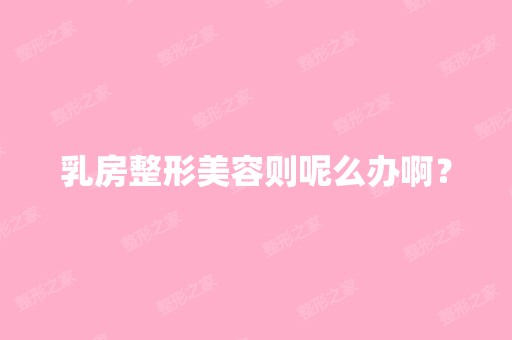 乳房整形美容则呢么办啊？