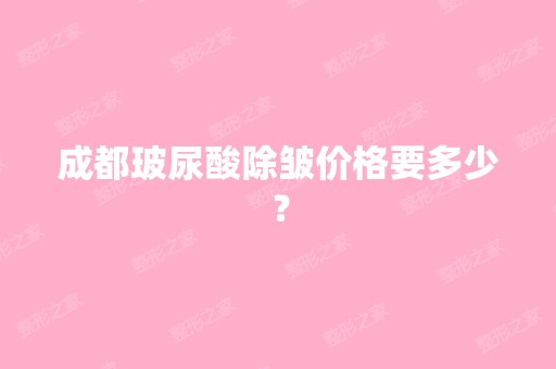 成都玻尿酸除皱价格要多少？