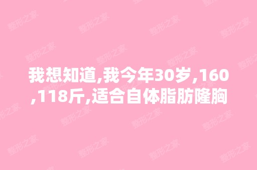 我想知道,我今年30岁,160,118斤,适合自体脂肪隆胸吗？