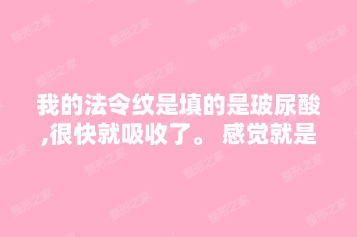 我的法令纹是填的是玻尿酸,很快就吸收了。 感觉就是烧钱的。有什么...