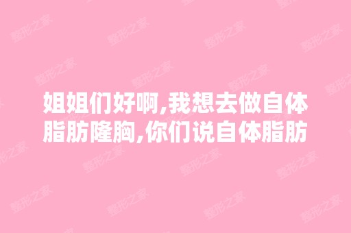 姐姐们好啊,我想去做自体脂肪隆胸,你们说自体脂肪隆胸价格哪家医...