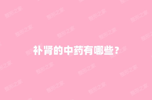 补肾的中药有哪些？