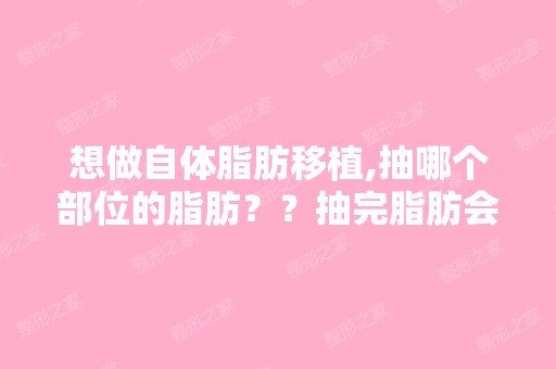 想做自体脂肪移植,抽哪个部位的脂肪？？抽完脂肪会不会留疤？