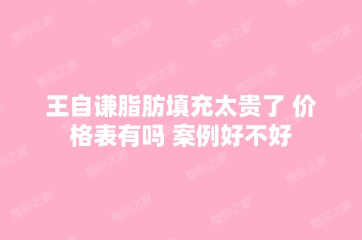 王自谦脂肪填充太贵了 价格表有吗 案例好不好