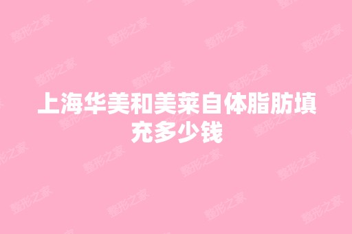 上海华美和美莱自体脂肪填充多少钱