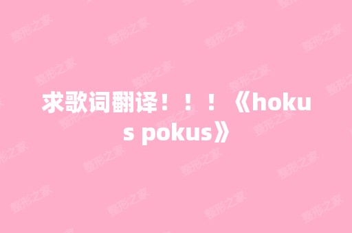 求歌词翻译！！！《hokus pokus》