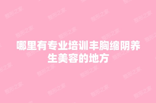 哪里有专业培训丰胸缩阴养生美容的地方