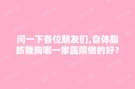 问一下各位朋友们,自体脂肪隆胸哪一家医院做的好？