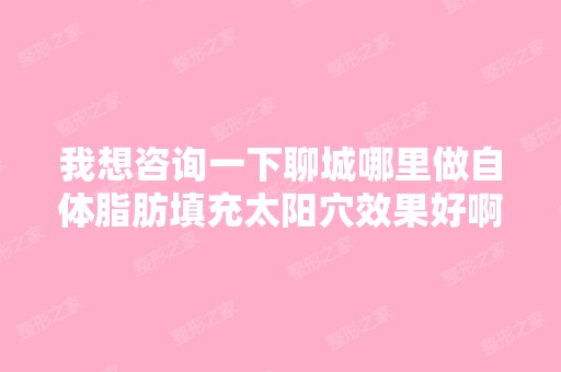 我想咨询一下聊城哪里做自体脂肪填充太阳穴效果好啊？