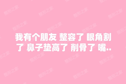 我有个朋友 整容了 眼角割了 鼻子垫高了 削骨了 嘴...