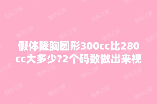 假体隆胸圆形300cc比280cc大多少?2个码数做出来视...