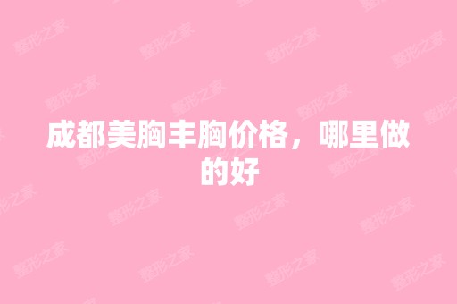 成都美胸丰胸价格，哪里做的好