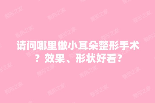 请问哪里做小耳朵整形手术？效果、形状好看？