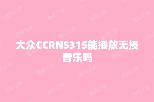 大众CCRNS315能播放无损音乐吗