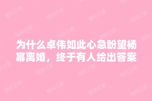 为什么卓伟如此心急盼望杨幂离婚，终于有人给出答案了