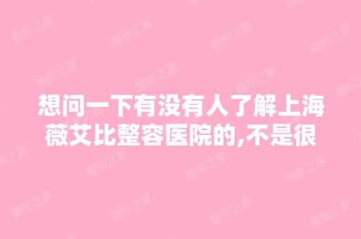 想问一下有没有人了解上海薇艾比整容医院的,不是很有名从韩国来