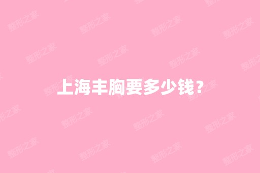 上海丰胸要多少钱？