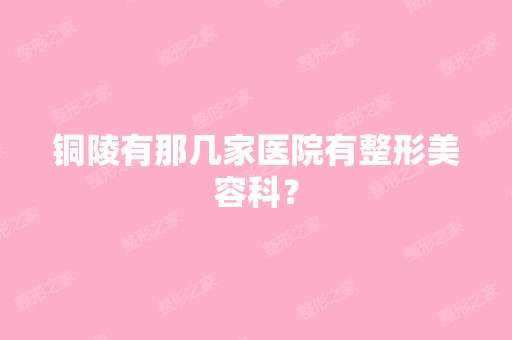 铜陵有那几家医院有整形美容科？