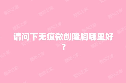 请问下无痕微创隆胸哪里好？