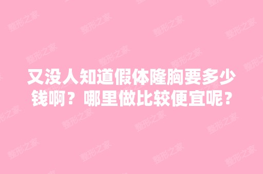 又没人知道假体隆胸要多少钱啊？哪里做比较便宜呢？