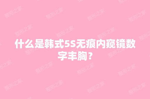 什么是韩式5S无痕内窥镜数字丰胸？