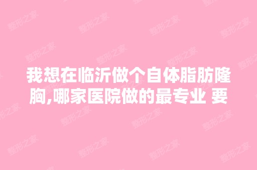 我想在临沂做个自体脂肪隆胸,哪家医院做的哪家好 要求是公立医院 ...