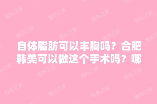 自体脂肪可以丰胸吗？合肥韩美可以做这个手术吗？哪个亲告诉我哇