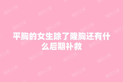 平胸的女生除了隆胸还有什么后期补救