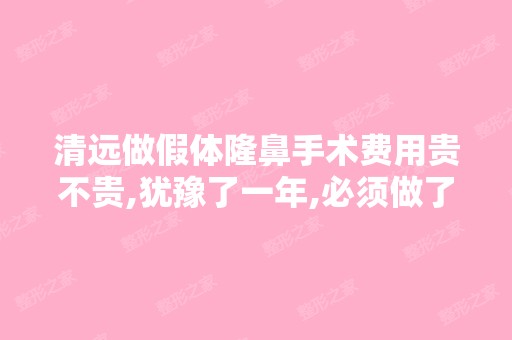 清远做假体隆鼻手术费用贵不贵,犹豫了一年,必须做了。