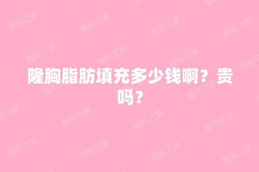 隆胸脂肪填充多少钱啊？贵吗？