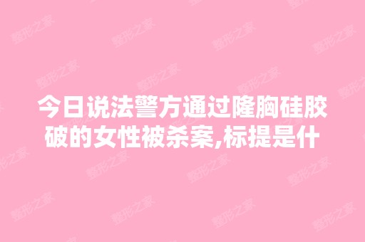 今日说法警方通过隆胸硅胶破的女性被杀案,标提是什么