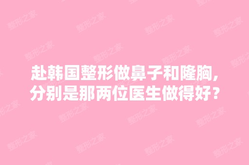 赴韩国整形做鼻子和隆胸,分别是那两位医生做得好？