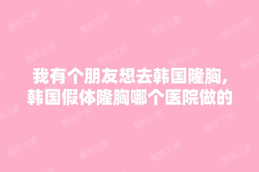 我有个朋友想去韩国隆胸,韩国假体隆胸哪个医院做的比较好？