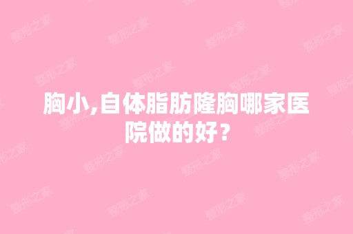 胸小,自体脂肪隆胸哪家医院做的好？