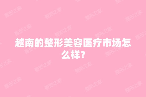 越南的整形美容医疗市场怎么样？