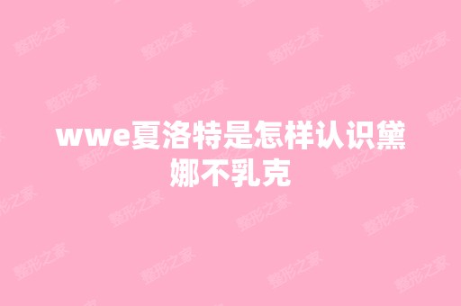 wwe夏洛特是怎样认识黛娜不乳克