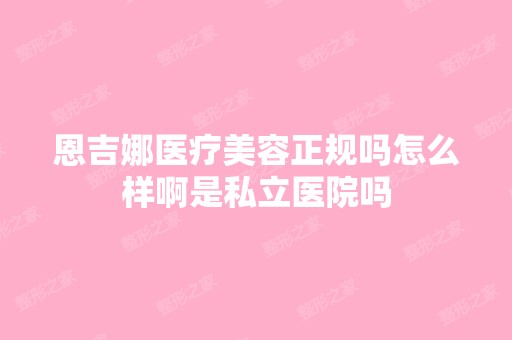 恩吉娜医疗美容正规吗怎么样啊是私立医院吗