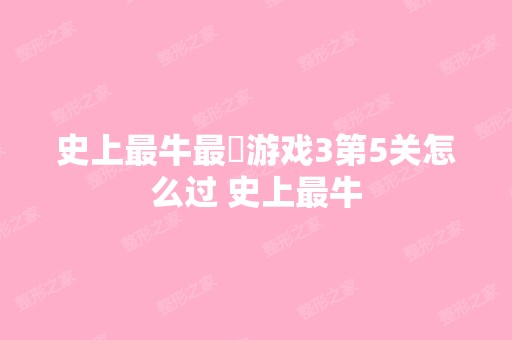 史上牛囧游戏3第5关怎么过 史上牛