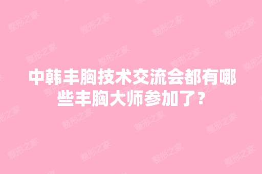 中韩丰胸技术交流会都有哪些丰胸大师参加了？