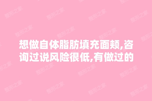 想做自体脂肪填充面颊,咨询过说风险很低,有做过的么,想听听真实...