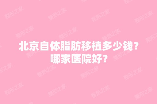 北京自体脂肪移植多少钱？哪家医院好？